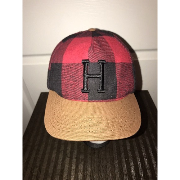 HUF Wool SnapBack Hat, Baseball Cap, Skater, Trucker, Red Buffalo Check USA - Picture 1 of 15